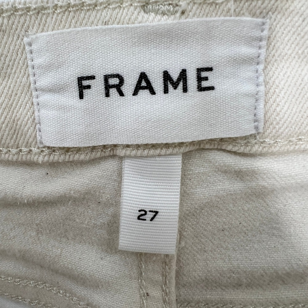 FRAME Le High Straight Crop Jeans Blanc Multi Colorblock Denim Womens‎ 27 Casual - Picture 4 of 12